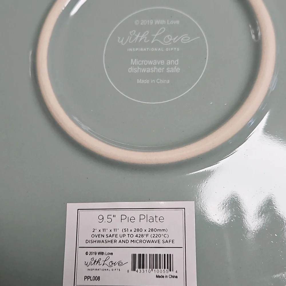 Ceramic Pie Dish Says Gather Here With A Grateful Heart NEW